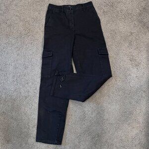 ARITZIA WILFRED FREE MODERN HIGH RISE UTILITY CARGO PANTS  BLACK  BUTTON CUFFS 4